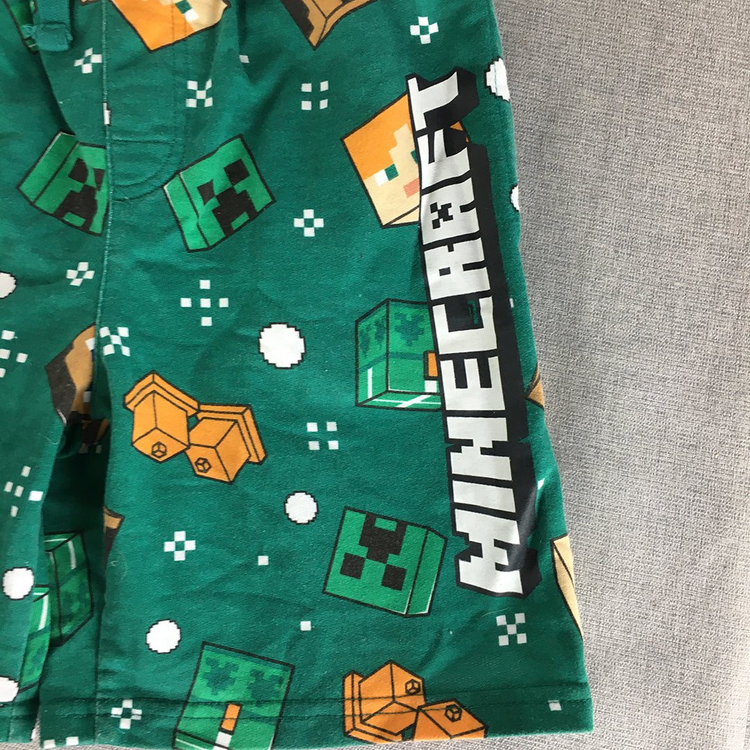 Minecraft Kids Boys Shorts Size 10 Green Creeper Steve Drawstring