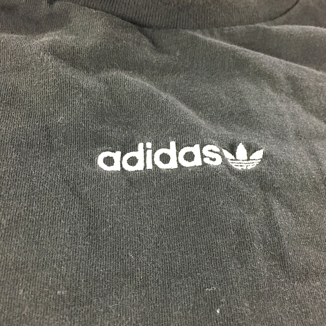 Adidas Mens T-Shirt Size L Black Embroidered Logo Short Sleeve Crew Neck