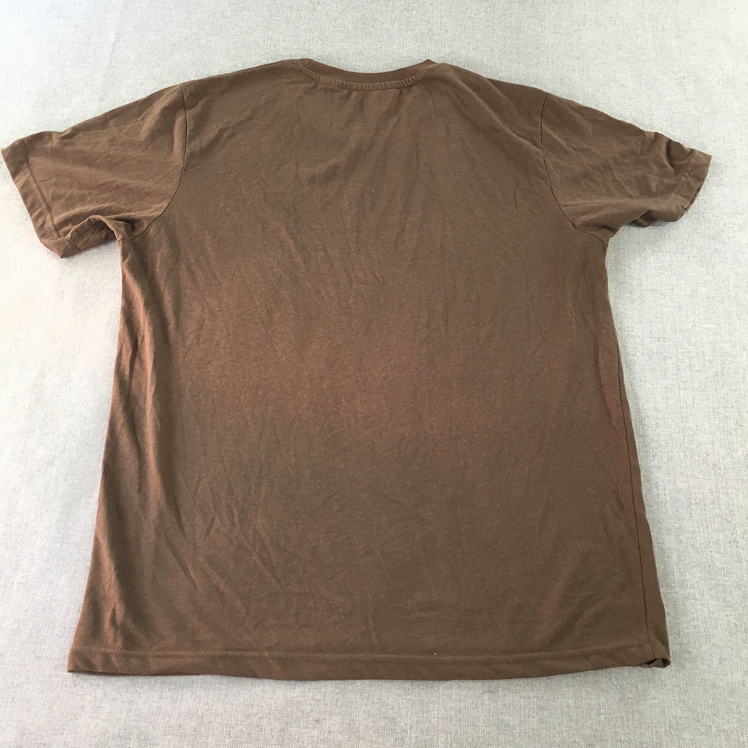 White Rose Womens T-Shirt Size 2XL Brown Short Sleeve Crew Neck Top