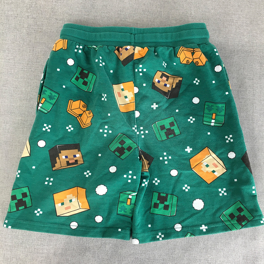 Minecraft Kids Boys Shorts Size 10 Green Creeper Steve Drawstring