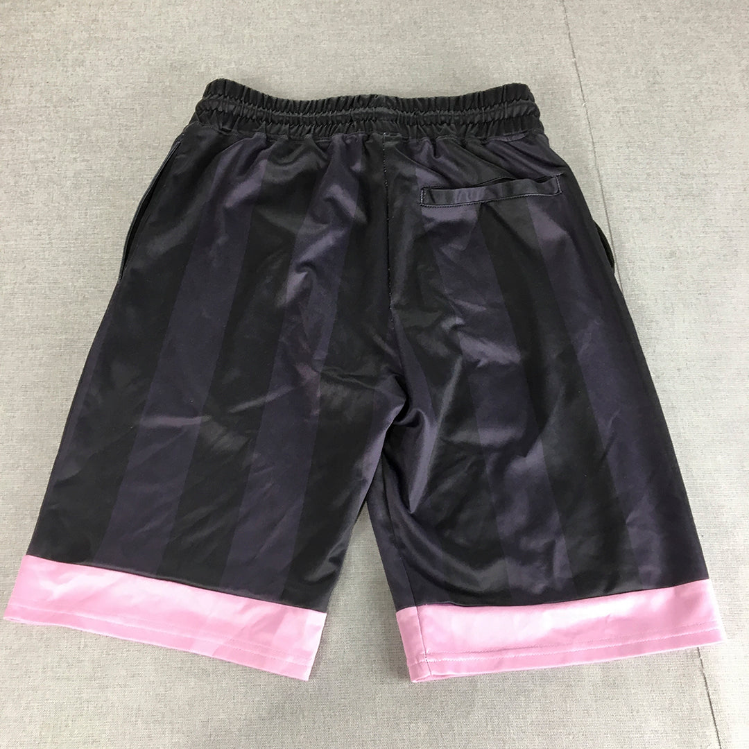 Black Pyramid Mens Shorts Size S Purple Pink Logo Drawstring Elastic Waist