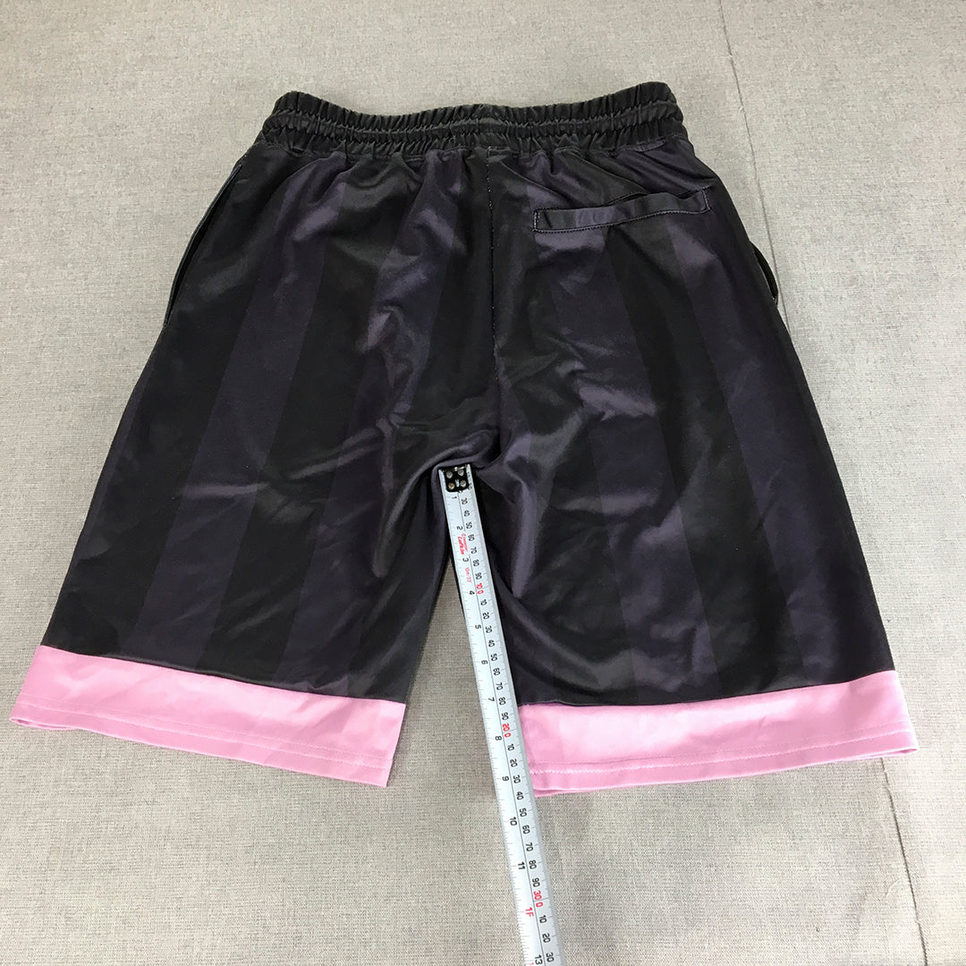 Black Pyramid Mens Shorts Size S Purple Pink Logo Drawstring Elastic Waist