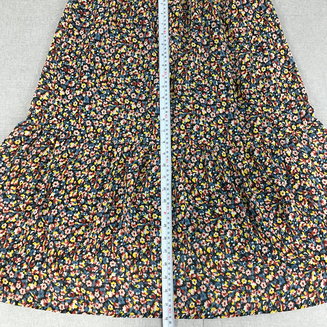 Pieces Womens A-Line Skirt Size S Black Yellow Blue Floral Maxi