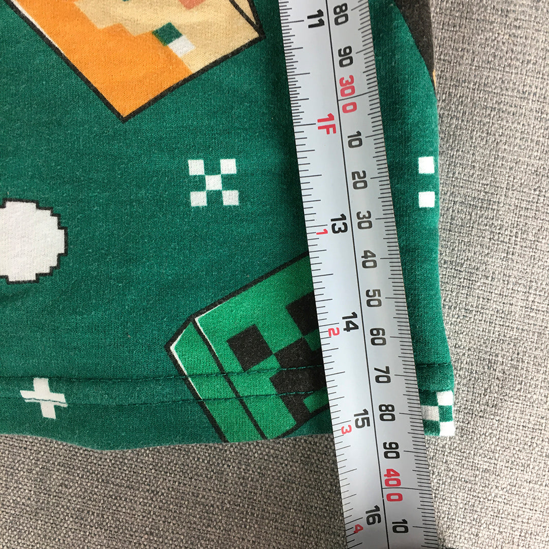 Minecraft Kids Boys Shorts Size 10 Green Creeper Steve Drawstring