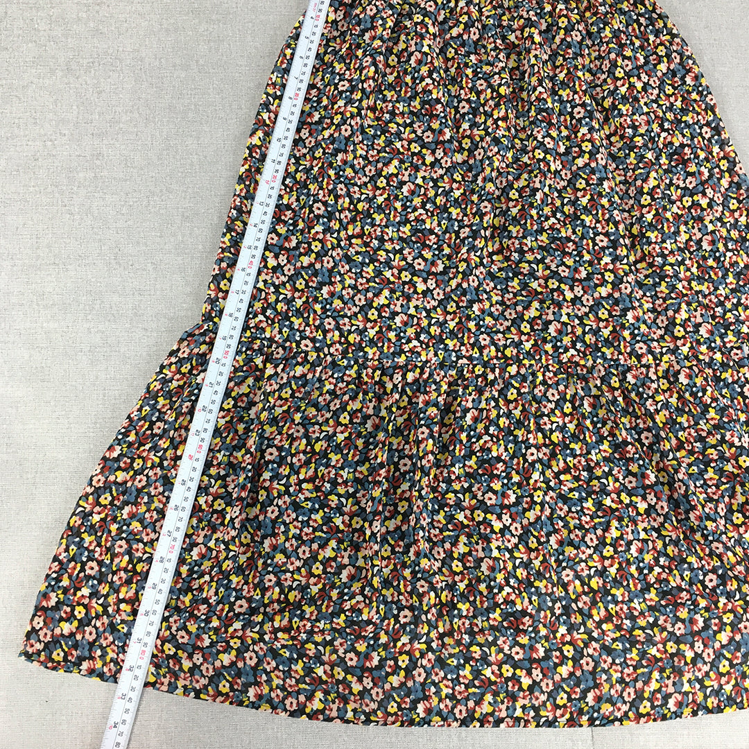 Pieces Womens A-Line Skirt Size S Black Yellow Blue Floral Maxi