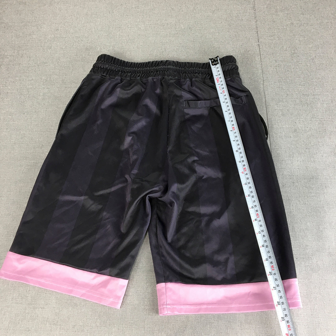 Black Pyramid Mens Shorts Size S Purple Pink Logo Drawstring Elastic Waist