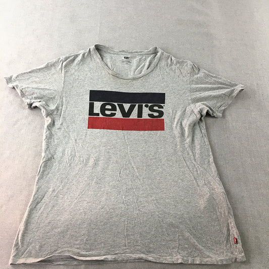 Levi's Mens T-Shirt Size L Grey Crew Neck Big Logo Short Sleeve Tee