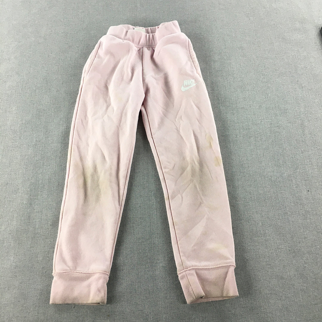 Nike Kids Girls Tracksuit Pants Size 6 - 7 Years Pink Elastic Waist Jogger