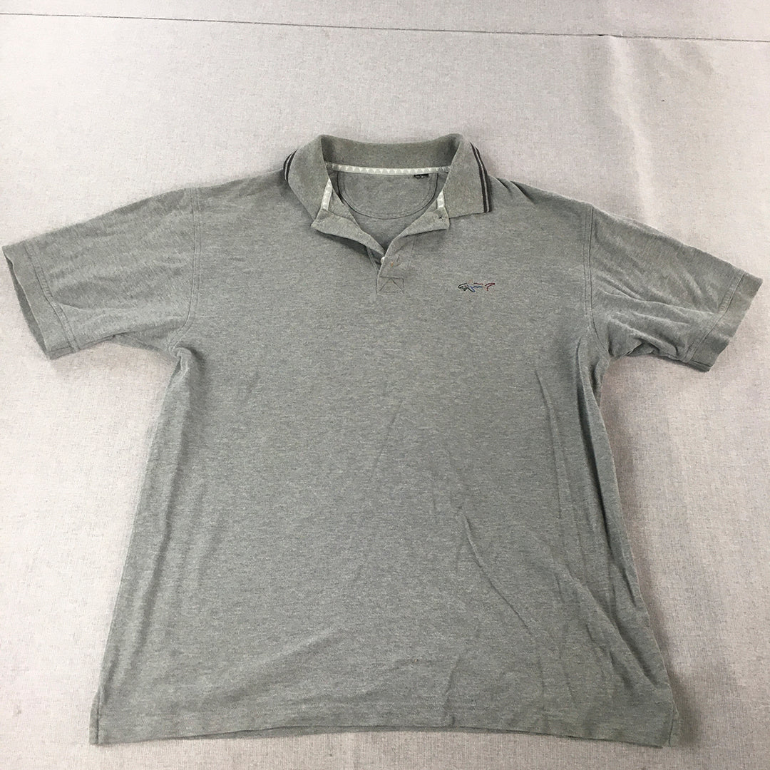 Greg Norman Mens Golf Polo Shirt Size L Grey Logo Collared Short Sleeve Rugby