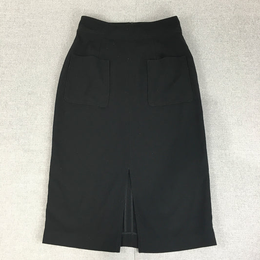 Witchery Womens Pencil Skirt Size 8 Black Pockets Knit Stretch Fabric