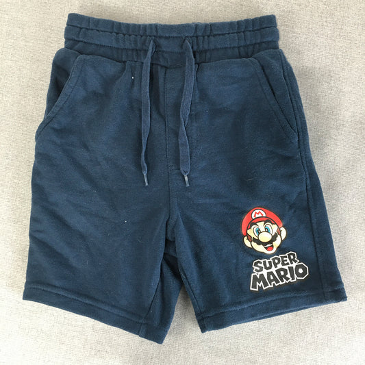 Super Mario Kids Boys Shorts Size 10 Blue Drawstring Pockets