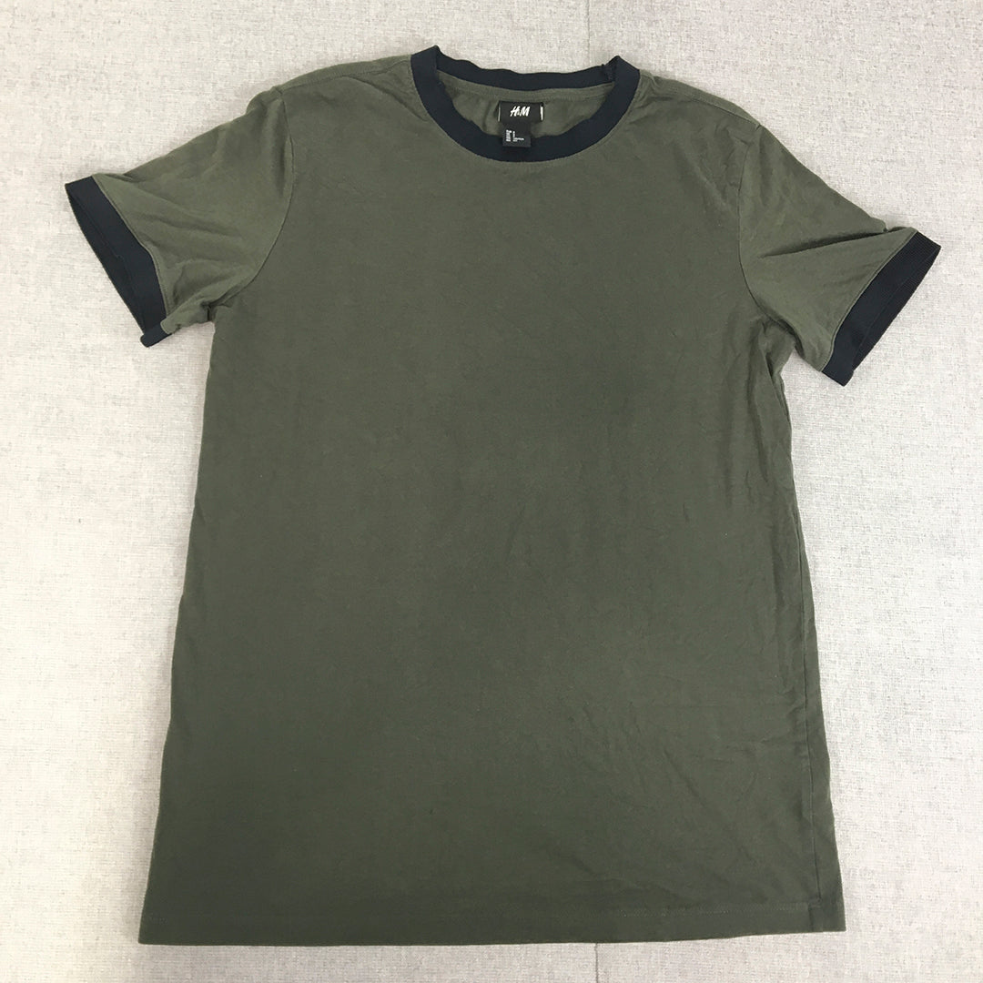 H&M Mens T-Shirt Size S Khaki Green Short Sleeve Crew Neck Tee