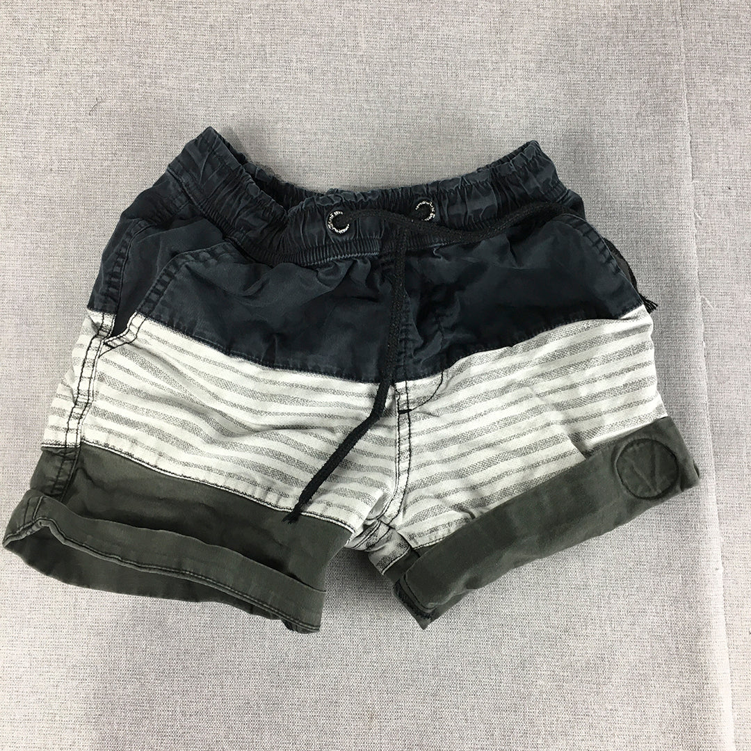 Bad Boy Kids Boys Shorts Size 7 Navy Green Drawstring Pockets Elastic Waist