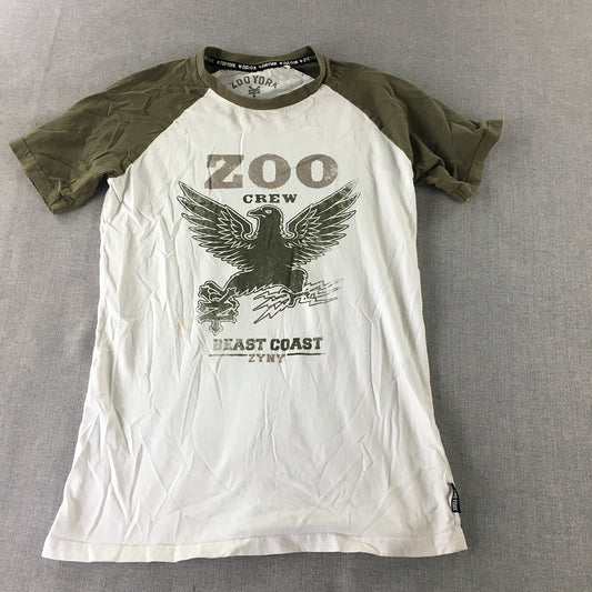 Zoo York Kids Boys T-Shirt Size 12 White Green Logo Short Sleeve Top