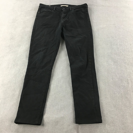 Levi's 721 High Rise Skinny Womens Jeans Size 31 Black Dark Wash Denim