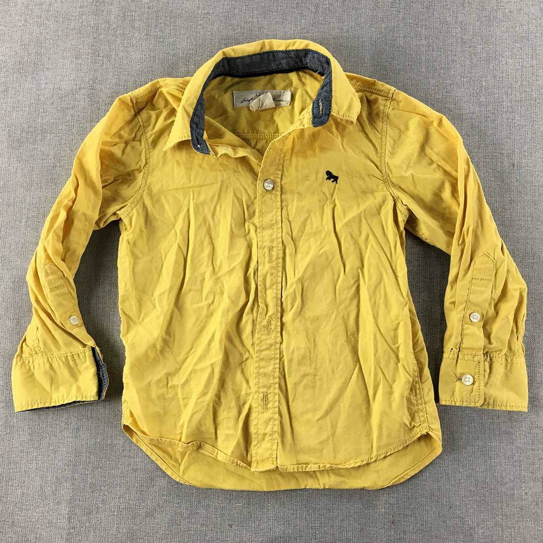 H&M Kids Boys Shirt Size 3 - 4 Years Yellow Long Sleeve Button-Up