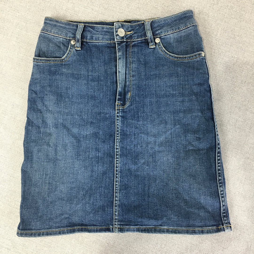 Lee Riders Womens Denim Mini Skirt Size 8 Blue Pockets Straight 'Hi Rider'