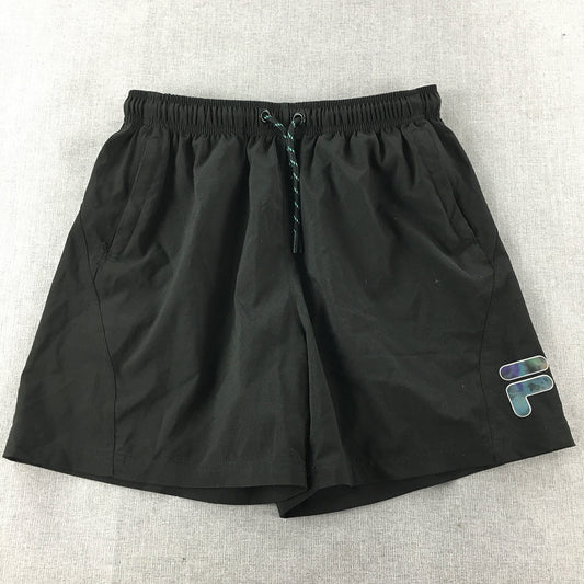 FILA Kids Shorts Size 16 Black Drawstring Elastic Waist Logo Pockets