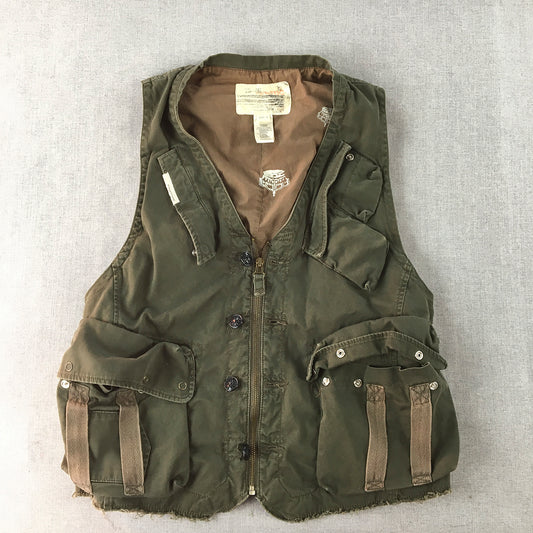 Vintage Diesel Airotic Jacket Size L Green Military Bono Sleeveless Gilet Y2K