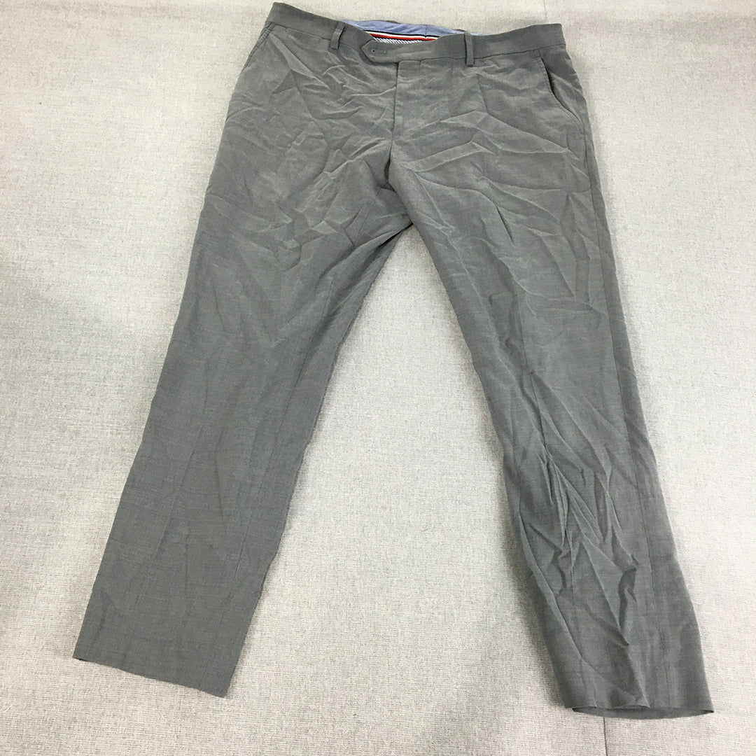 Tommy Hilfiger Mens Wool Dress Pants Size 36 Grey Slim Fit Pockets Formal