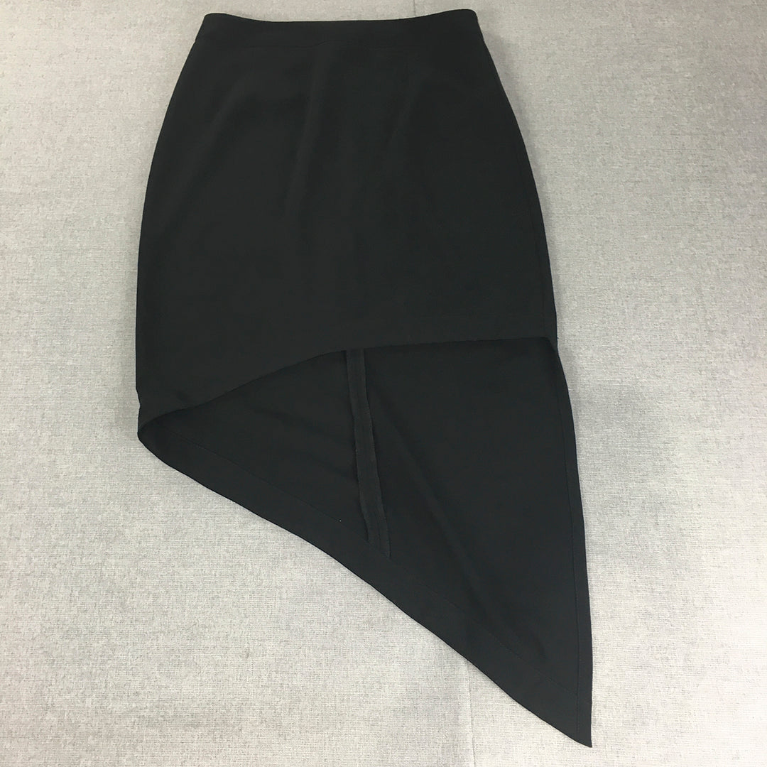 Wayne Cooper Womens Skirt Size 10 Black Asymmetrical Hem Straight