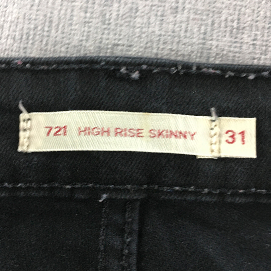 Levi's 721 High Rise Skinny Womens Jeans Size 31 Black Dark Wash Denim