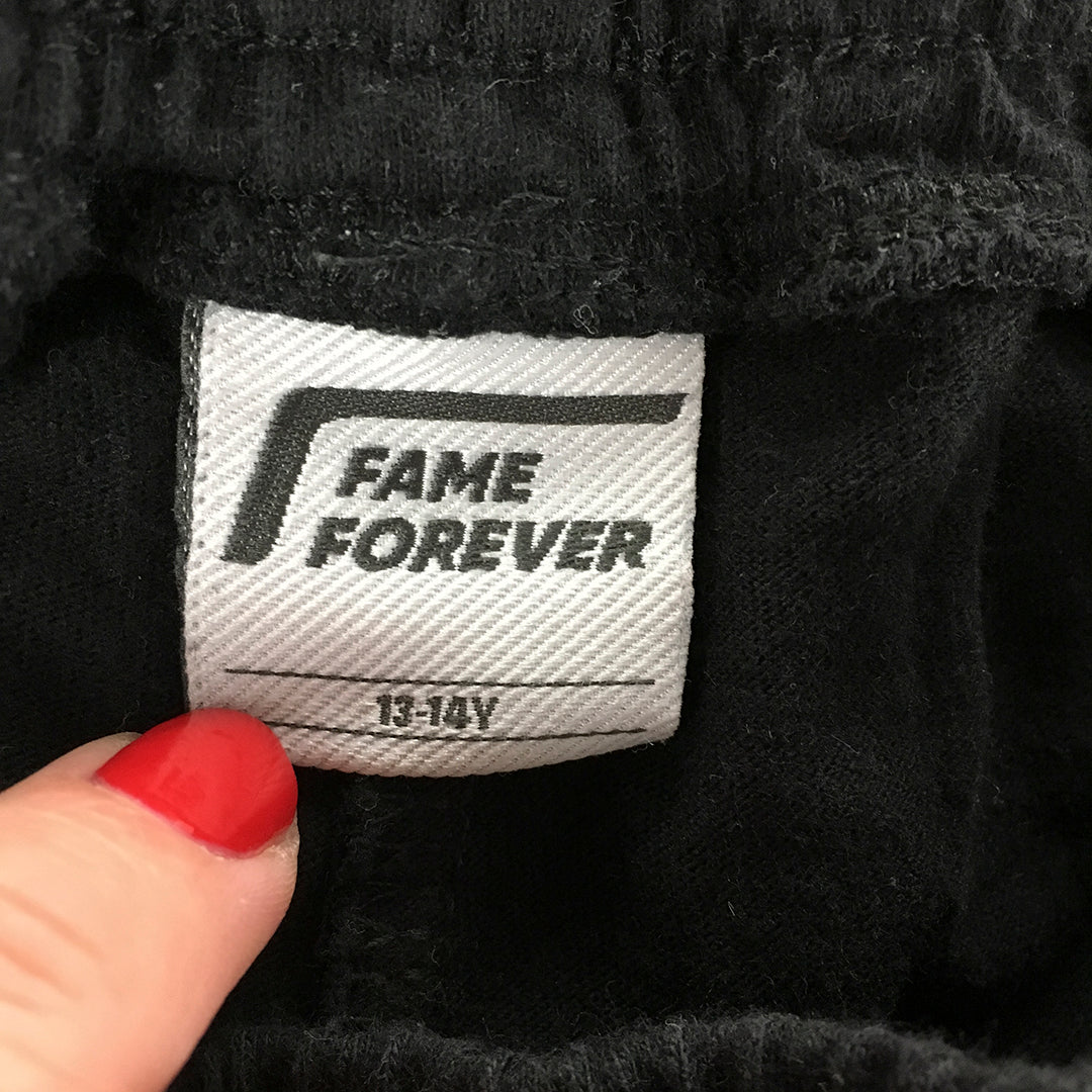 Fame Forever Kids Boys Shorts Size 13 - 14 Years Black Drawstring Elastic Waist