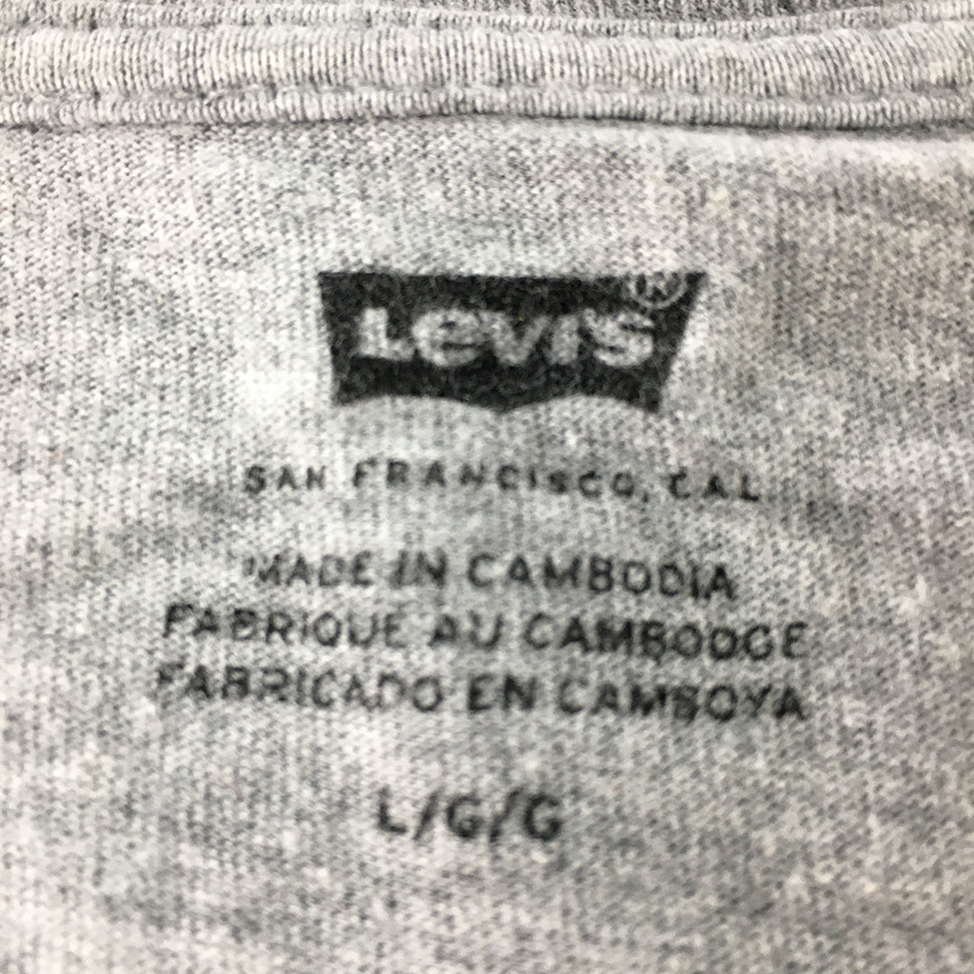 Levi's Mens T-Shirt Size L Grey Crew Neck Big Logo Short Sleeve Tee