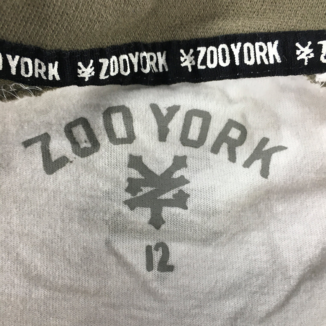 Zoo York Kids Boys T-Shirt Size 12 White Green Logo Short Sleeve Top