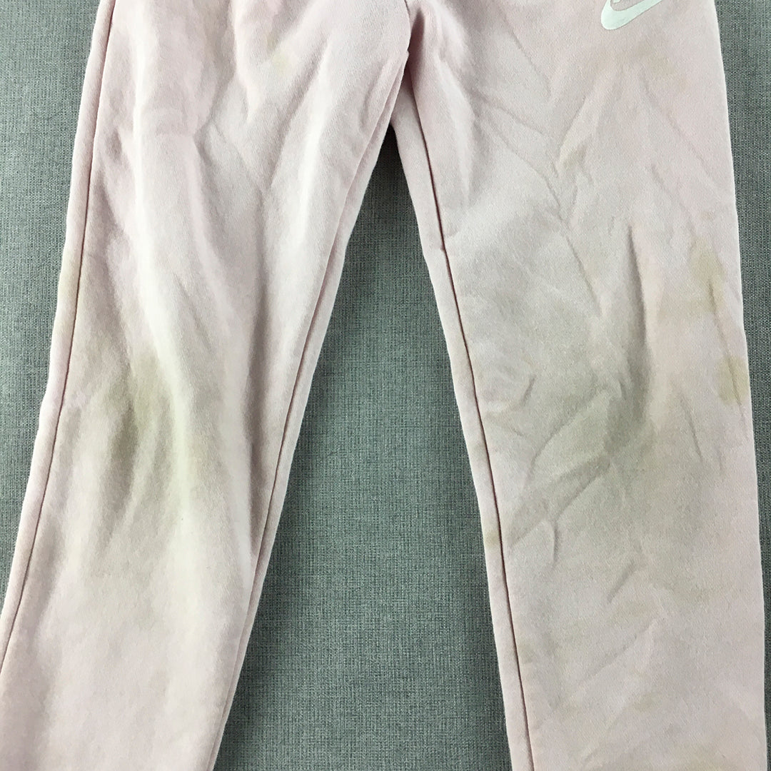 Nike Kids Girls Tracksuit Pants Size 6 - 7 Years Pink Elastic Waist Jogger