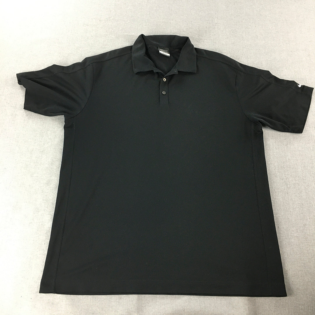 Nike Golf Mens Polo Shirt Size XL Black Collared Short Sleeve Dri-Fit Rugby