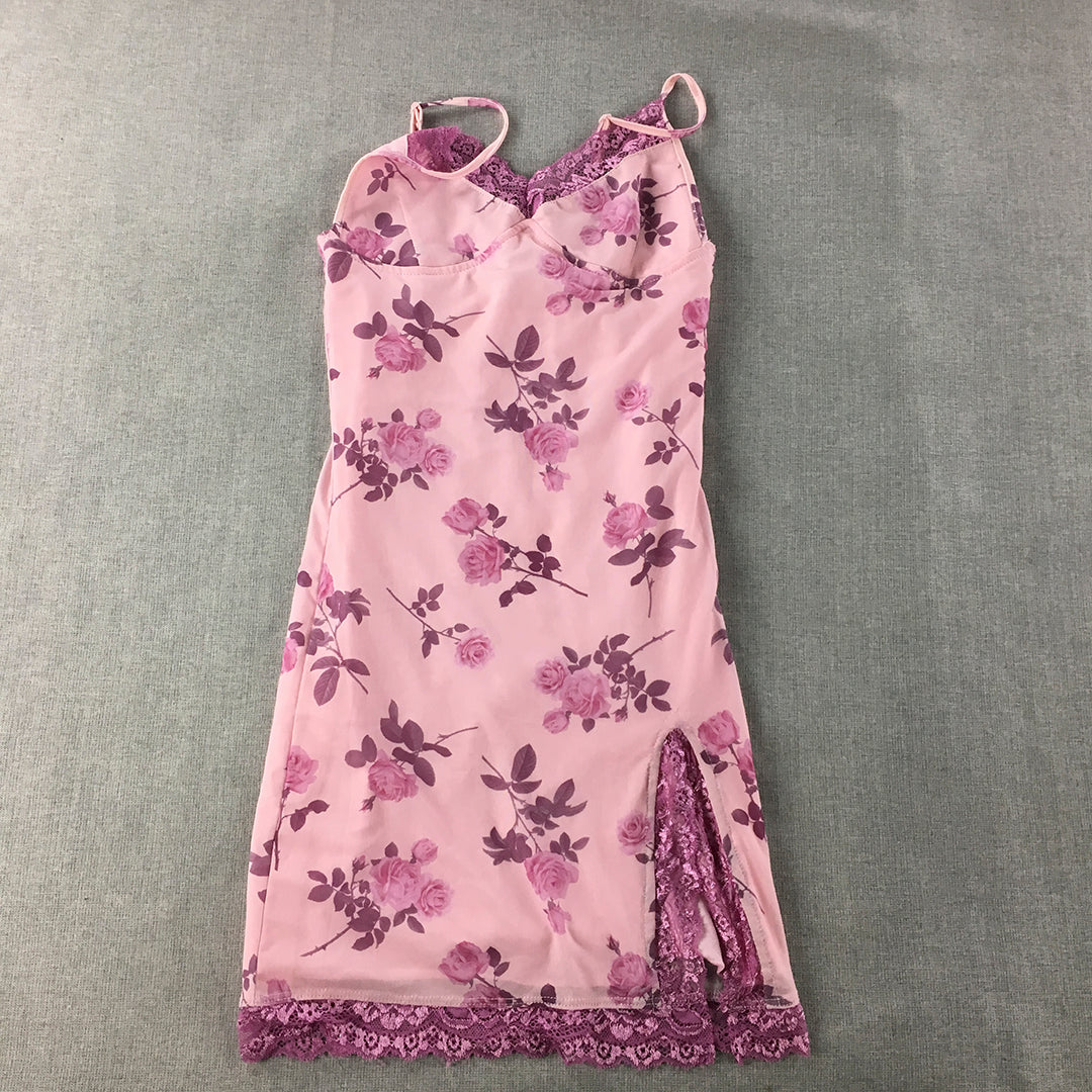 Motel Womens Mini Slip Dress Size XXS Purple Pink Floral Spaghetti Strap