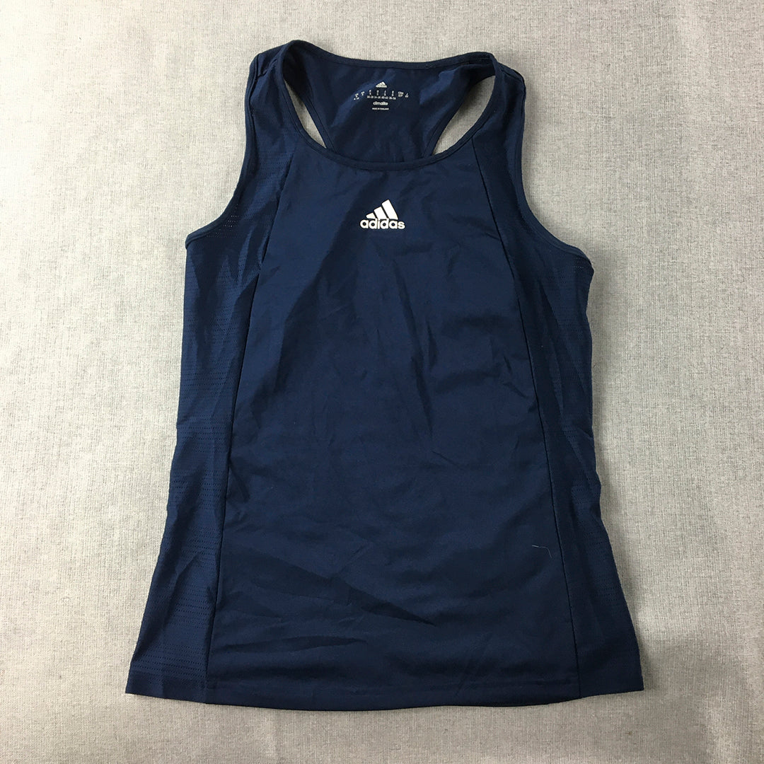 Adidas Climalite Womens Top Size S Navy Blue Sleeveless Activewear Gym Shirt