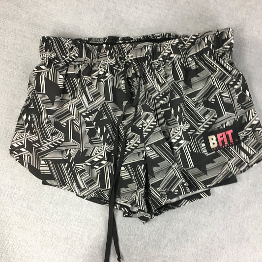 BFit Activewear Womens Shorts Size 8 Black Drawstring Elastic Waist Running Gym