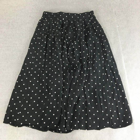 Vintage FR Sport Petites Womens A-Line Skirt Size 10 Black Dot Elastic Waist