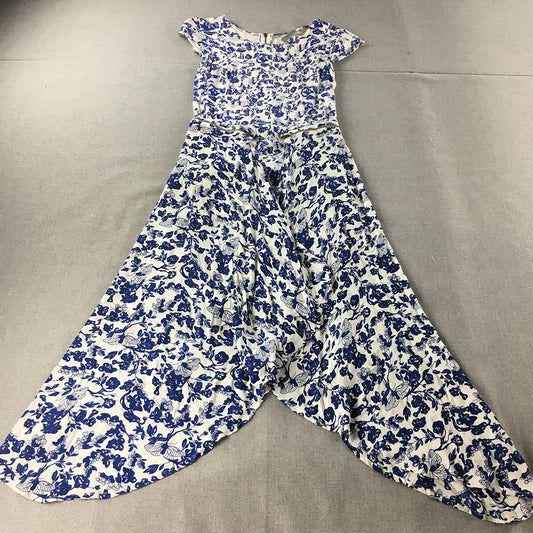 Incyda Womens Boho Sundress Size 10 Blue White Floral Midi A-Line