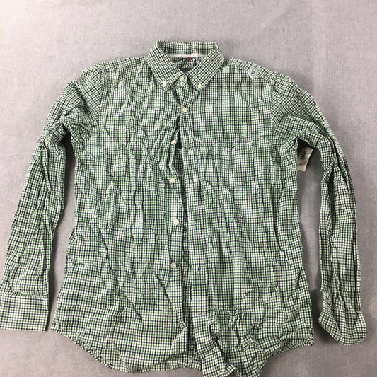 Old Navy Mens Shirt Size S Green Checkered Long Sleeve Button-Up