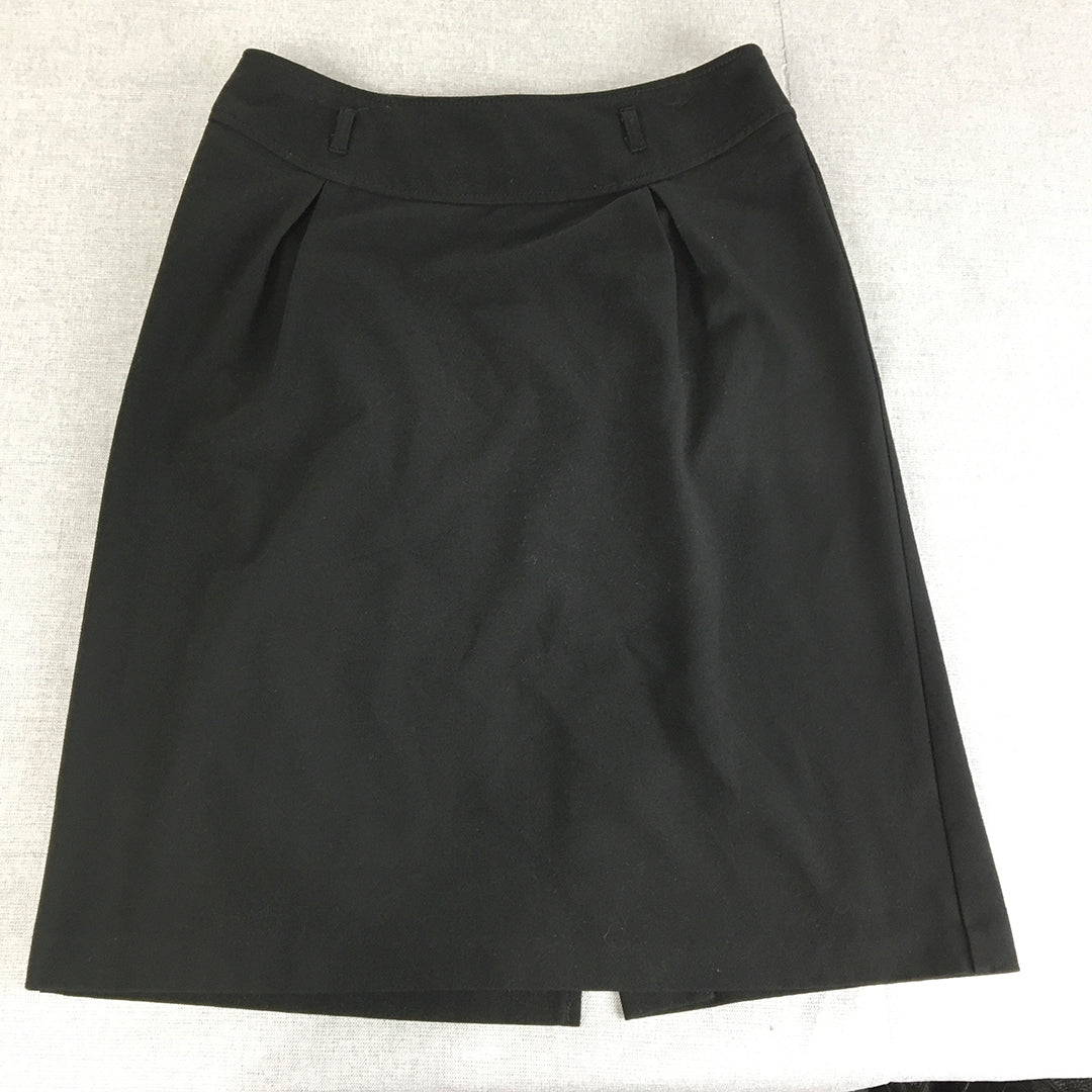 Vintage Way Pl Womens Midi Skirt Size 10 Black Pleated Pencil