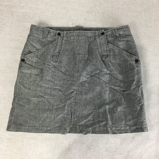 Reiss Womens Linen Mini Skirt Size 14 Grey Pockets Straight