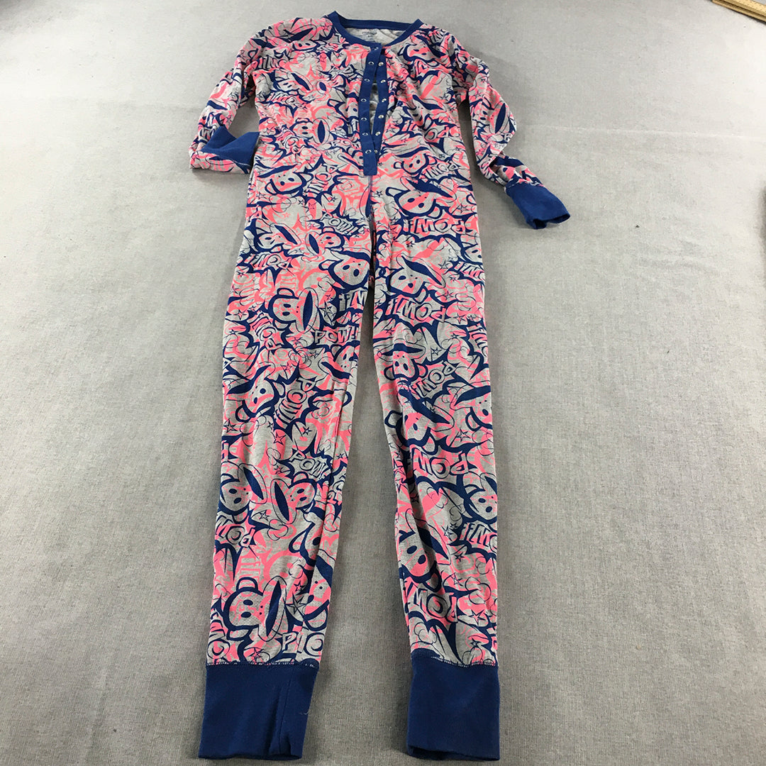 Paul Frank Womens Jumpsuit Size 10 Pink Grey Blue One-Piece Romper