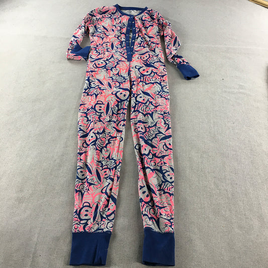 Paul Frank Womens Jumpsuit Size 10 Pink Grey Blue One-Piece Romper