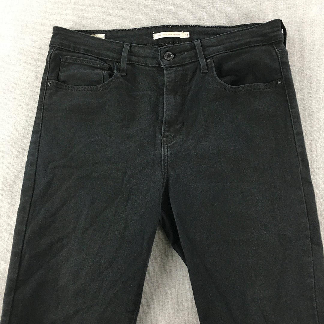 Levi's 721 High Rise Skinny Womens Jeans Size 31 Black Dark Wash Denim