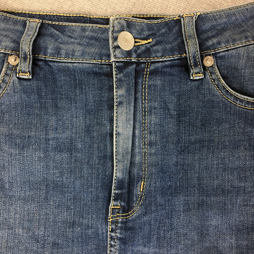 Lee Riders Womens Denim Mini Skirt Size 8 Blue Pockets Straight 'Hi Rider'