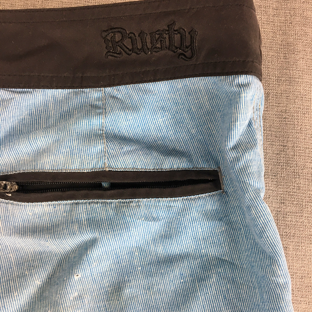 Rusty Mens Board Shorts Size 30 Blue Surf Swim Drawstring Boardies