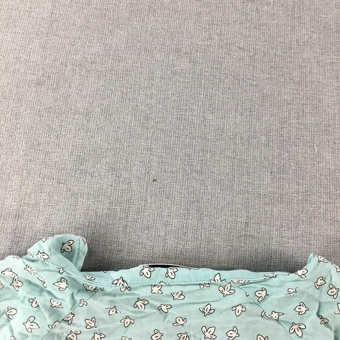 Peter Alexander Womens Sleep Shirt Size S Blue Floral Button Up Pajama Top