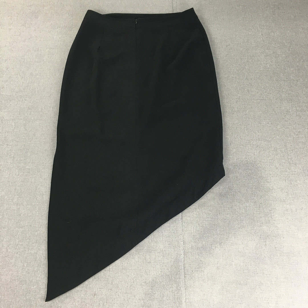 Wayne Cooper Womens Skirt Size 10 Black Asymmetrical Hem Straight