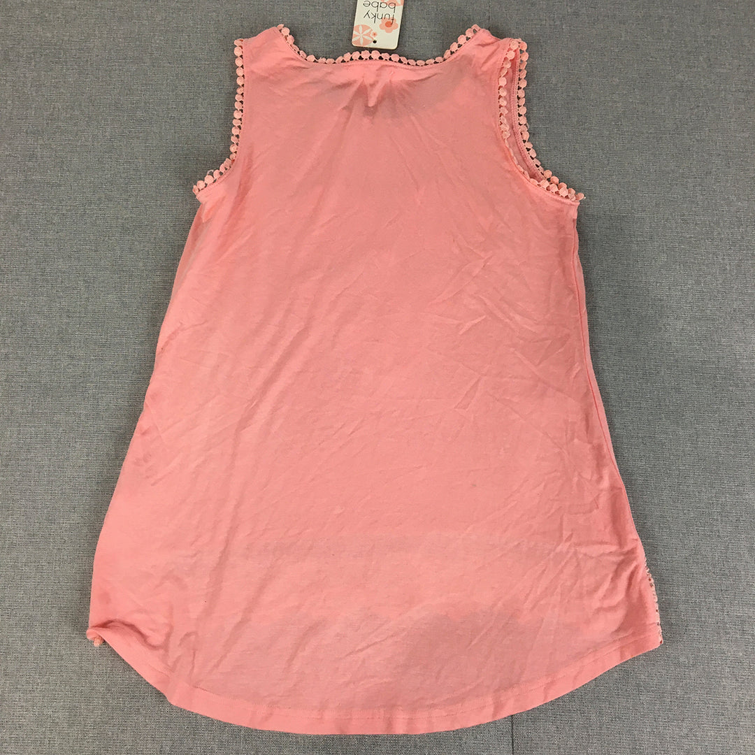 NEW Funky Babe Kids Girls Top Size 10 Pink Floral Lace Sleeveless Shirt