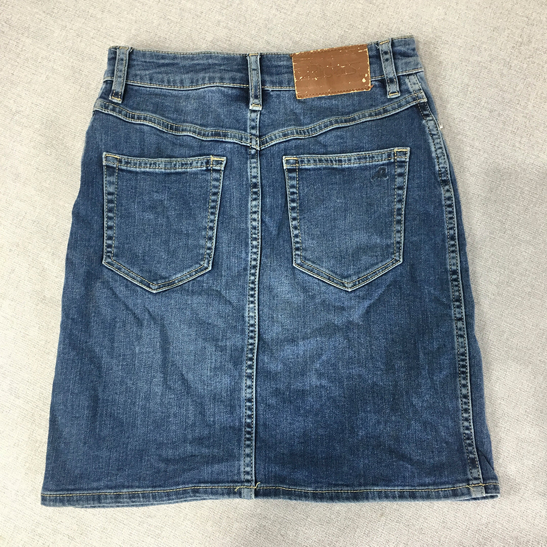 Lee Riders Womens Denim Mini Skirt Size 8 Blue Pockets Straight 'Hi Rider'