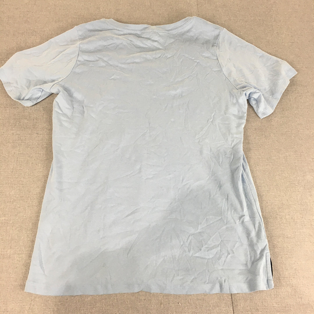 Evans Womens Top Size 18 Light Blue Short Sleeve V-Neck T-Shirt