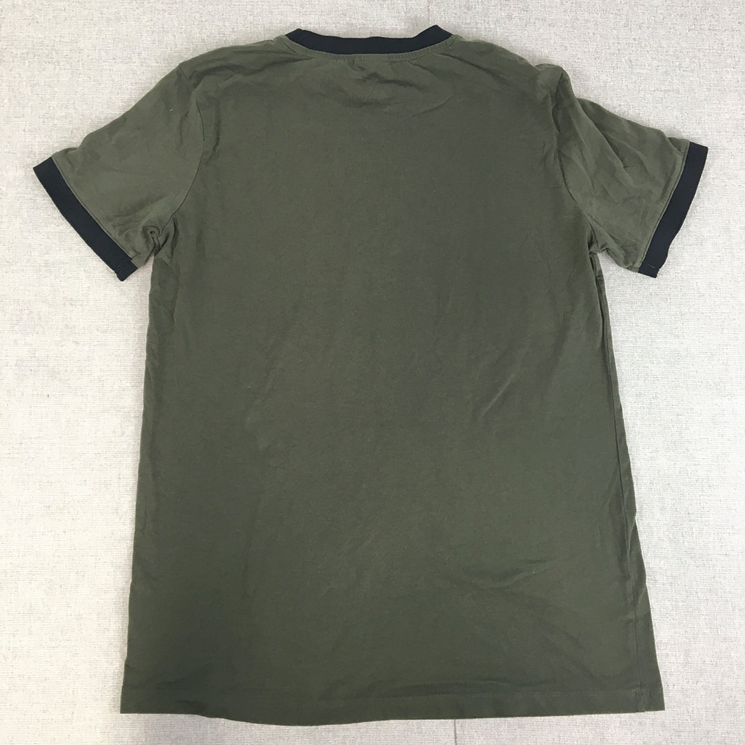 H&M Mens T-Shirt Size S Khaki Green Short Sleeve Crew Neck Tee